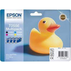 Epson T0556 (4-Pack) Black / Cyan / Magenta / Yellow Original Ink Cartridges C13T05564010 for Epson Stylus Photo R240, R245, RX420, RX425, RX520